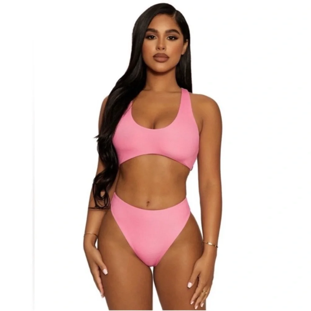 NEW NAKED WARDROBE Pink Ribbed Racerback Bra Top
Size Small - Picture 5 of 12